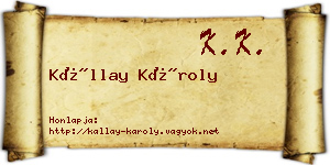 Kállay Károly névjegykártya